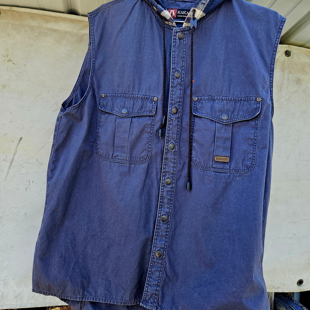 KAKADU Australian Men’s Navy Sleeveless Hooded Utility Shirt - medium